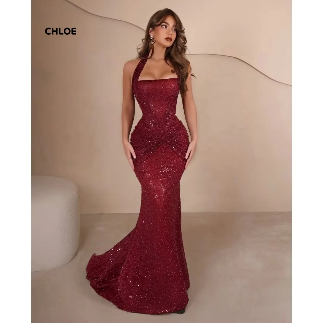 Sleeveless Elegant Womens Evening Party Dresses for Special Occasions Mermaid Customized Formal Dresses Woman Burgundy Shiny
Sleeveless Elegant Womens Evening Party Dresses for Special Occasions Mermaid Customized Formal Dresses Woman Burgundy Shiny