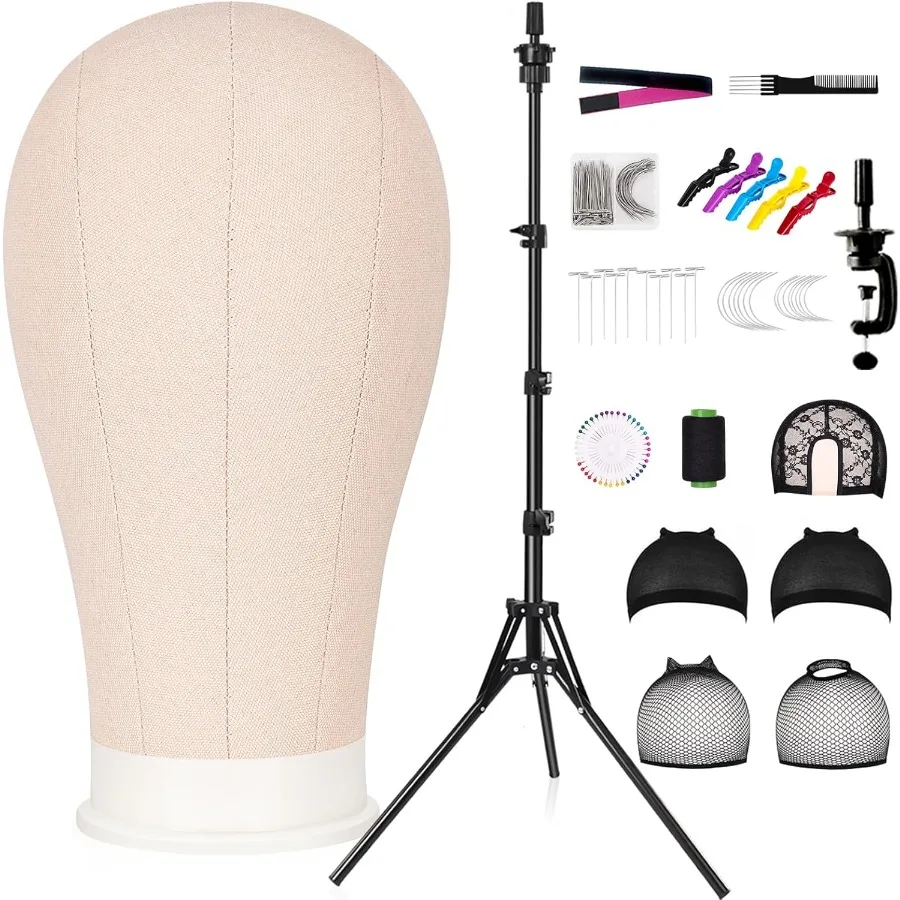 22 Inch Canvas Wig Head Mannequin Head with 63in Tripod Stand for Wig Making Display and Styling Includes Table Clamp Wig Caps
22 Inch Canvas Wig Head Mannequin Head with 63in Tripod Stand for Wig Making Display and Styling Includes Table Clamp Wig Caps