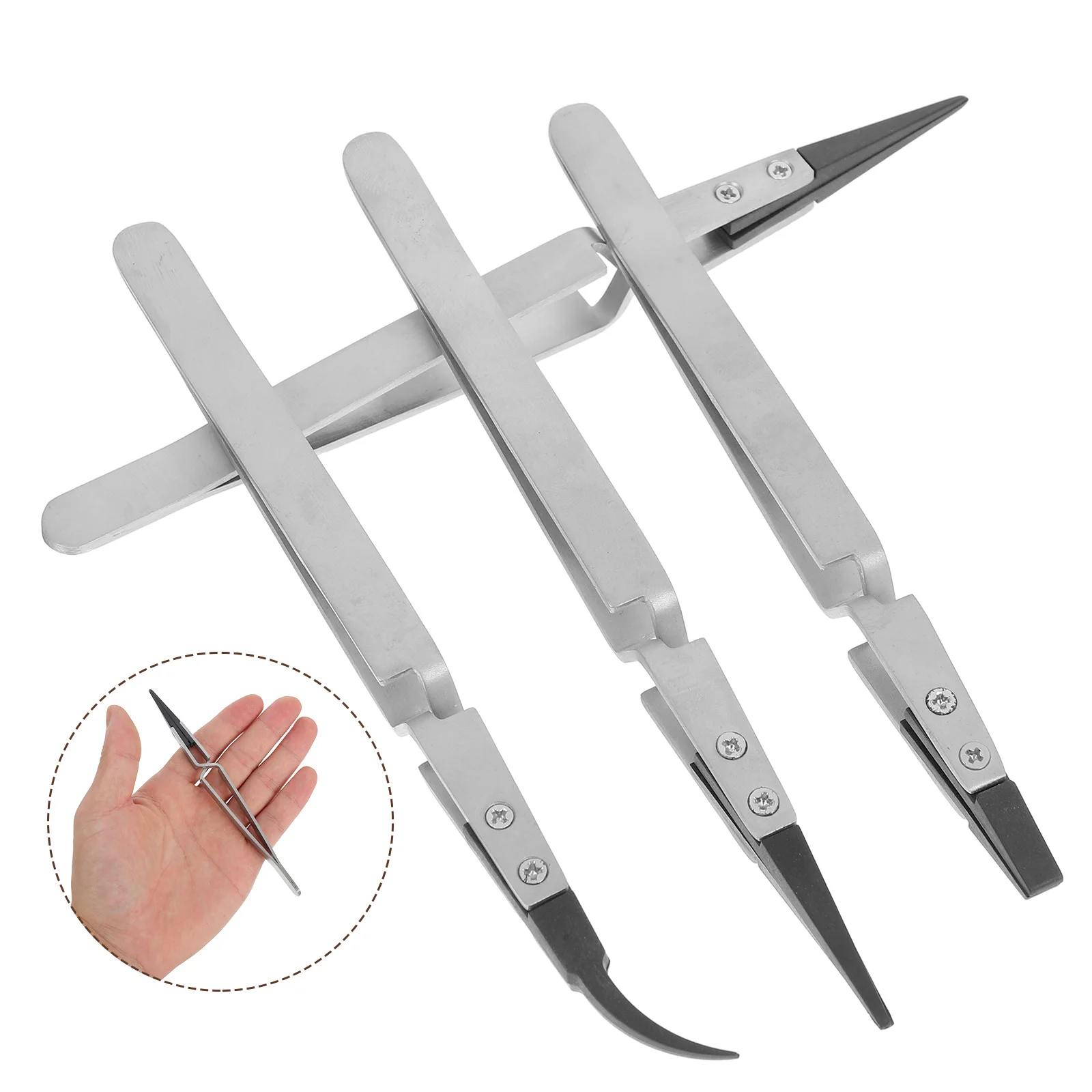 4pcs Esd Precision Stainless Steel Reverse Tweezers Cross Lock Design Interchangeable Heads Durable Multi Purpose Industrial
4pcs Esd Precision Stainless Steel Reverse Tweezers Cross Lock Design Interchangeable Heads Durable Multi Purpose Industrial