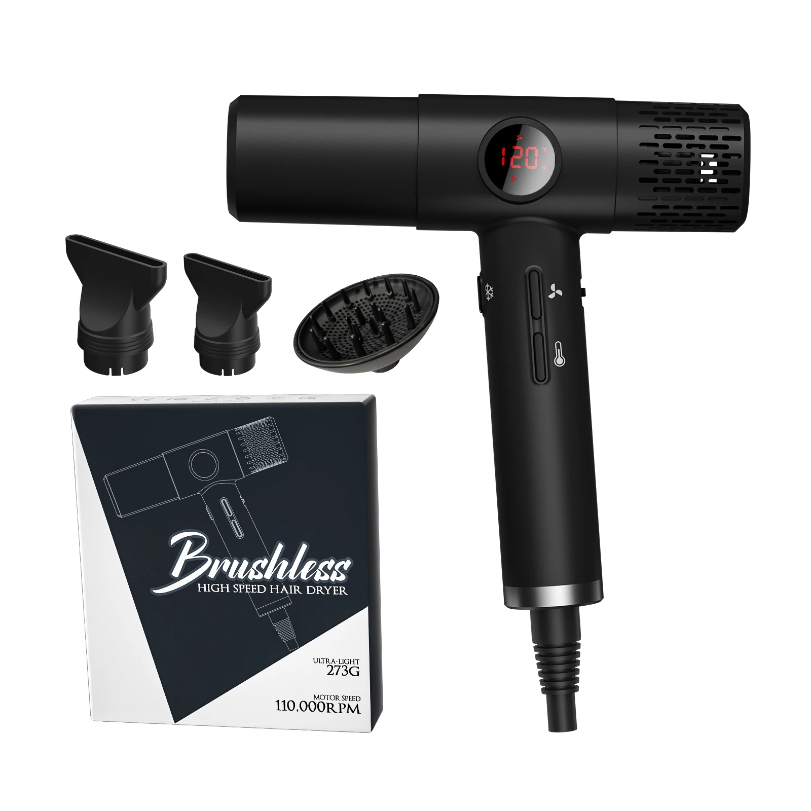 High Speed Brushless Negative Ionic Hair Blower Dryer 110000 Rpm Leafless Hair Dryer Lcd Mini Smart Hair Dryer
High Speed Brushless Negative Ionic Hair Blower Dryer 110000 Rpm Leafless Hair Dryer Lcd Mini Smart Hair Dryer