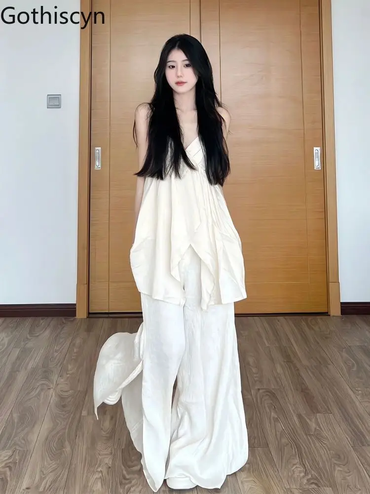 Gothiscyn Casual Set Women's Spring/Summer Loose V-neck Strap Top Low Waist Wide Leg Pants Two-piece Set Fashion Female Clothes
Gothiscyn Casual Set Women's Spring/Summer Loose V-neck Strap Top Low Waist Wide Leg Pants Two-piece Set Fashion Female Clothes