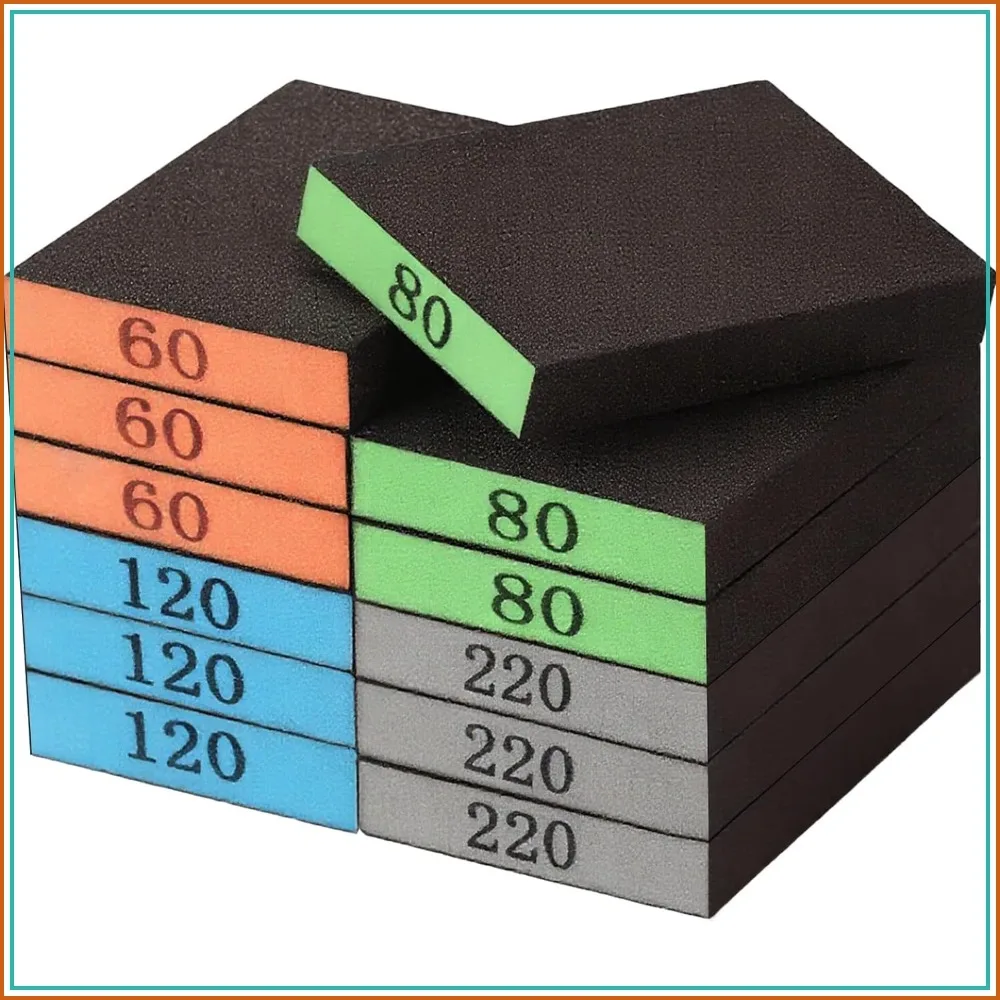 12 Pack Sanding Block Set - 60/80/120/220 Grit, Washable & Reusable Sponge for Wood, Drywall, Furniture
12 Pack Sanding Block Set - 60/80/120/220 Grit, Washable & Reusable Sponge for Wood, Drywall, Furniture