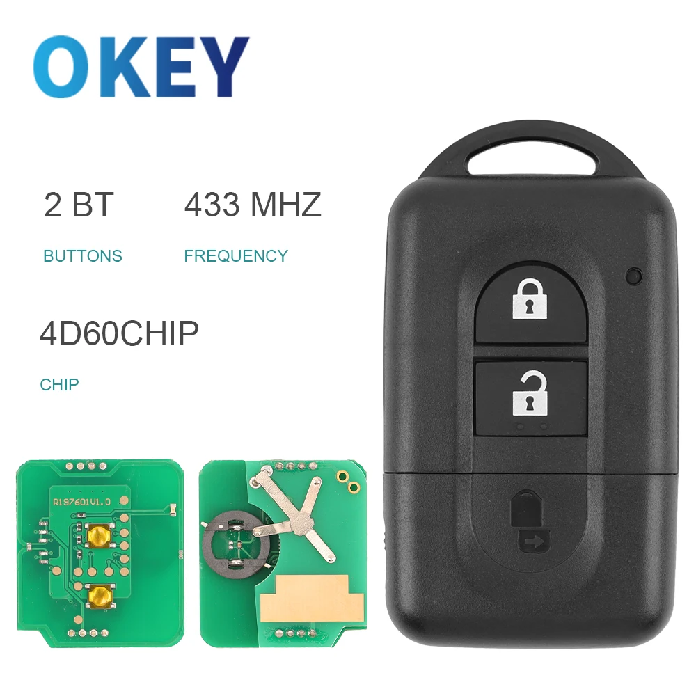 Okey дистанционный ключ от машины 433 МГц ID46/4D60 чип для Nissan X-trail Qashqai Pathfinder Micra NV200 285E3-4X00A/EB30A/ AX605/BC00A
Okey дистанционный ключ от машины 433 МГц ID46/4D60 чип для Nissan X-trail Qashqai Pathfinder Micra NV200 285E3-4X00A/EB30A/ AX605/BC00A