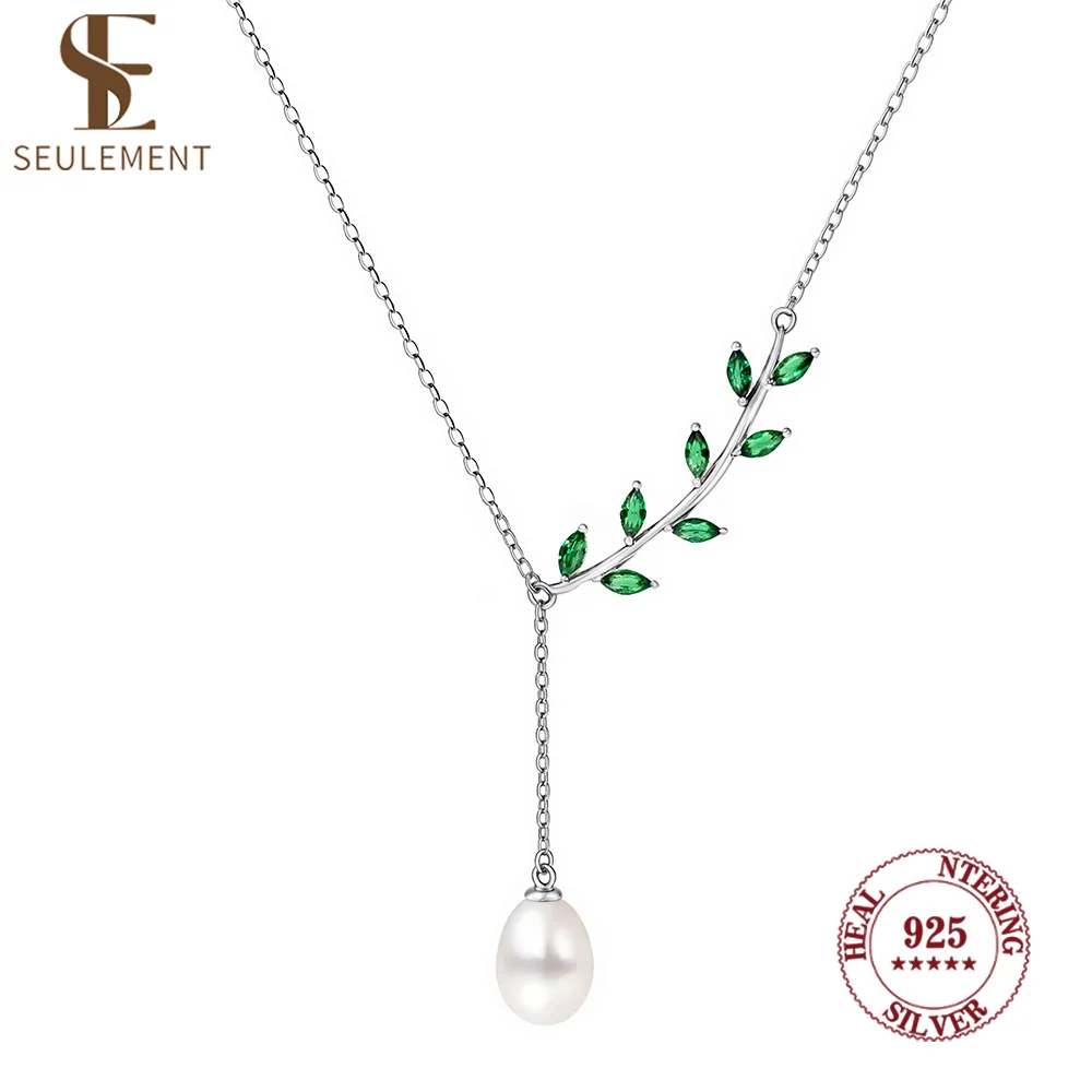 Seulement 925 Sterling Silver Necklace with Green Zircon Leaf&Natural Pearl Pendant Unique Y-Shape Design Elegant Jewelry
Seulement 925 Sterling Silver Necklace with Green Zircon Leaf&Natural Pearl Pendant Unique Y-Shape Design Elegant Jewelry