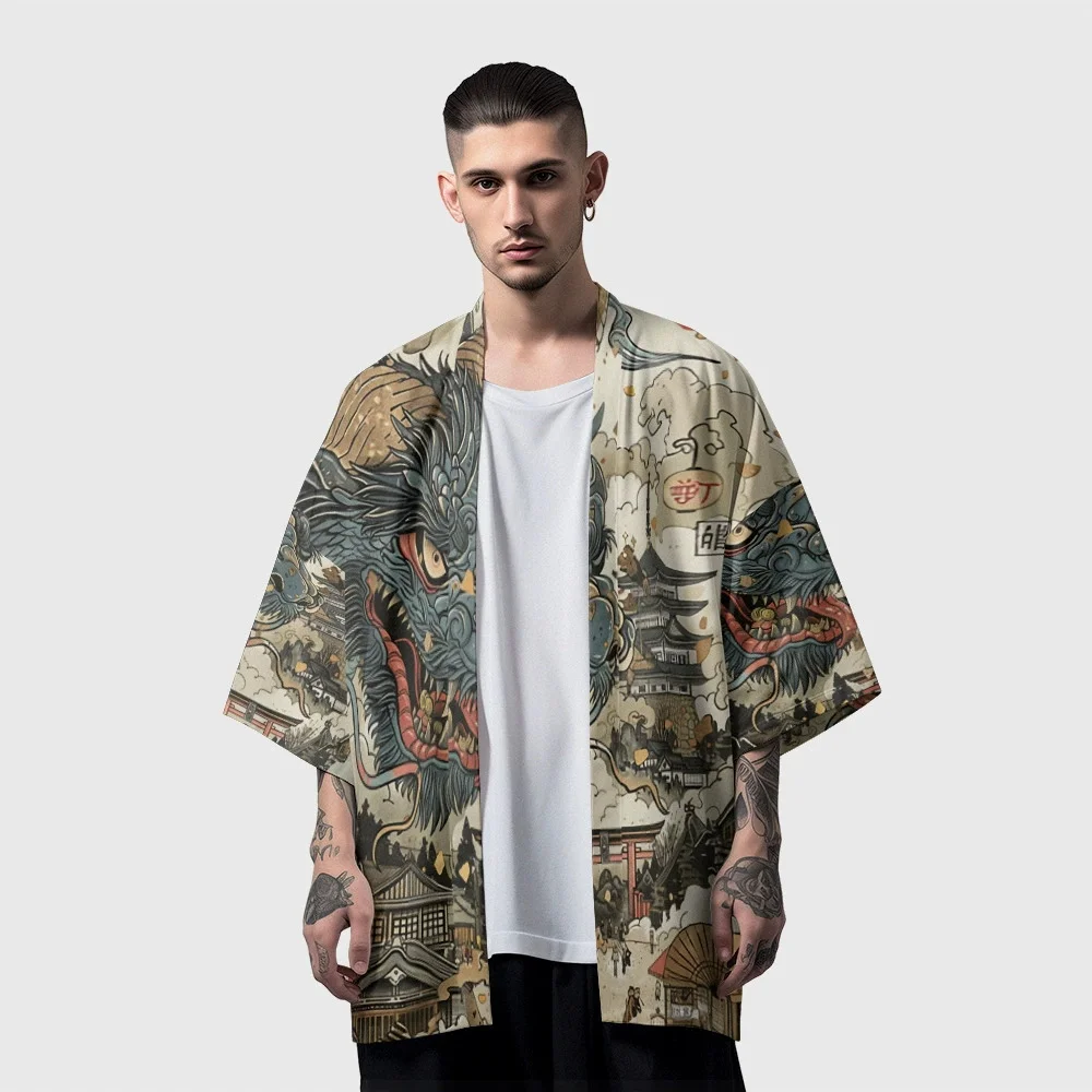 Summer Samurai Kimono Men Stylish Haori Streetwear Kimono Cosplay Japanese Clothes Fashion Dragon Print Yukata Cardigan Robe
Summer Samurai Kimono Men Stylish Haori Streetwear Kimono Cosplay Japanese Clothes Fashion Dragon Print Yukata Cardigan Robe