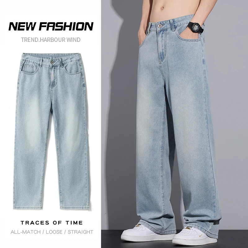 Мужская одежда, широкие брюки, прямые свободные джинсы, корейские персонализированные кошачьи усы, модные мешковатые джинсовые брюки, уличная одежда
Мужская одежда, широкие брюки, прямые свободные джинсы, корейские персонализированные кошачьи усы, модные мешковатые джинсовые брюки, уличная одежда
