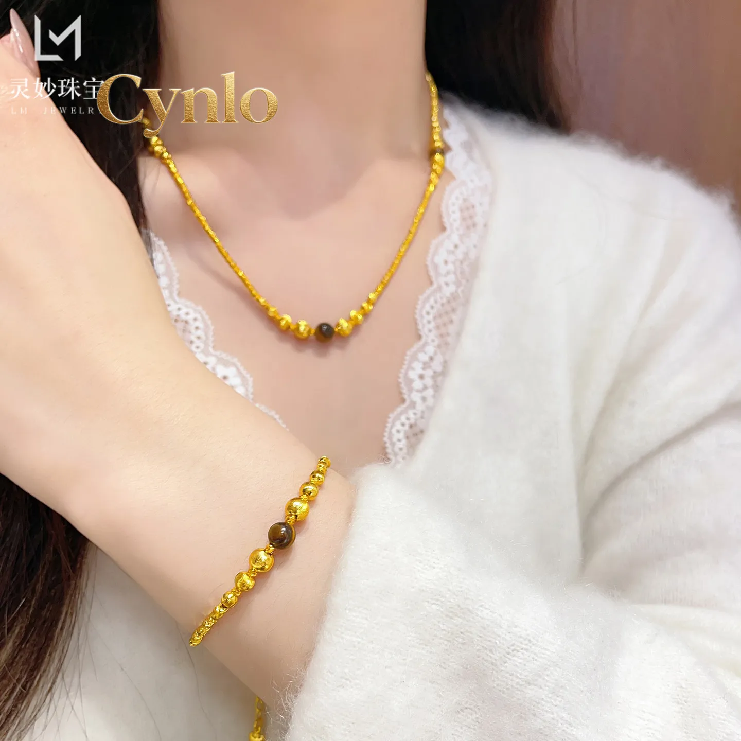 Cynlo Jewelry Cat Eye Fortune Bead Necklace & Bracelet Women's 24K Gold AU999 -Light luxury cat eye style, low-key glittering, f
Cynlo Jewelry Cat Eye Fortune Bead Necklace & Bracelet Women's 24K Gold AU999 -Light luxury cat eye style, low-key glittering, f
