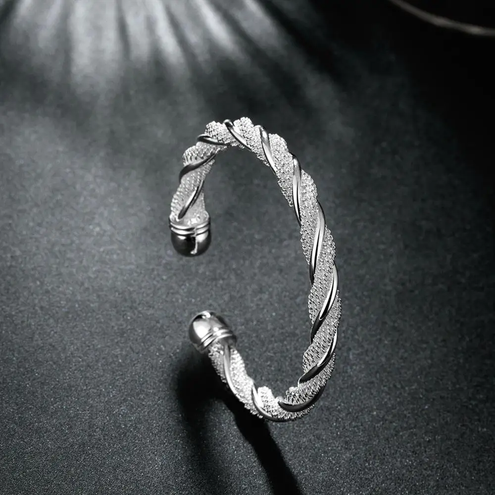 Charm 925 Sterling Silver Bracelets for Women Fine Twisted Wire Bangle Fashion Wedding Party Christmas Gift Girl Student Jewelry
Charm 925 Sterling Silver Bracelets for Women Fine Twisted Wire Bangle Fashion Wedding Party Christmas Gift Girl Student Jewelry