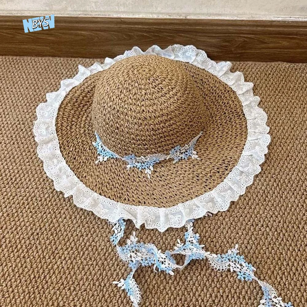Breathable Vacation Beach Cap with Garland with Lace Big Brimmed Straw Hat Sunshade Topi Lightweight Woven Sun Cap Summer
Breathable Vacation Beach Cap with Garland with Lace Big Brimmed Straw Hat Sunshade Topi Lightweight Woven Sun Cap Summer