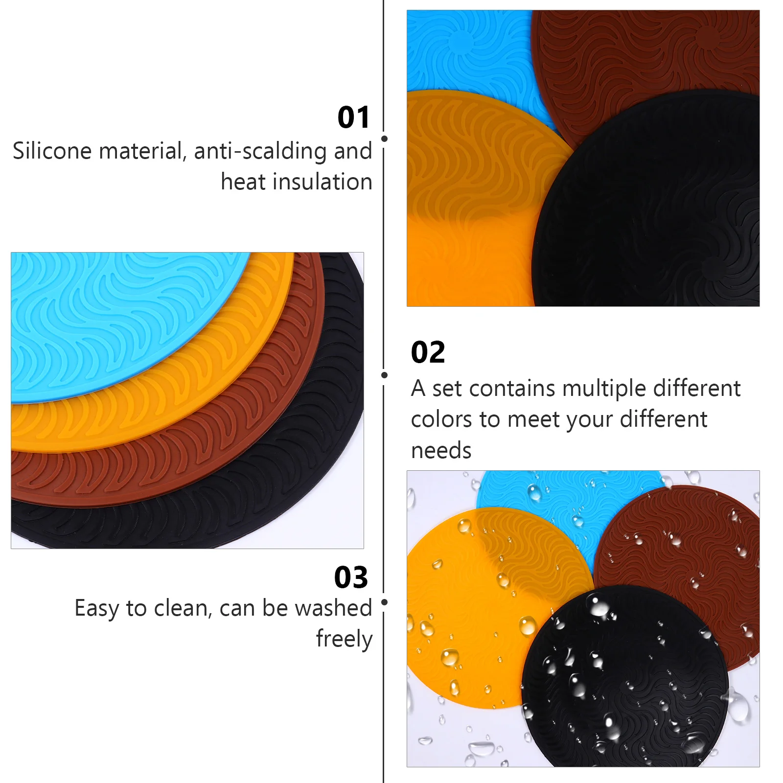 4 Pcs Silicone Mat Set Heat Resistant Non Slip Microwave Oven Turntable Place Mats Easy Clean Multi Purpose Kitchen Protector 
4 Pcs Silicone Mat Set Heat Resistant Non Slip Microwave Oven Turntable Place Mats Easy Clean Multi Purpose Kitchen Protector