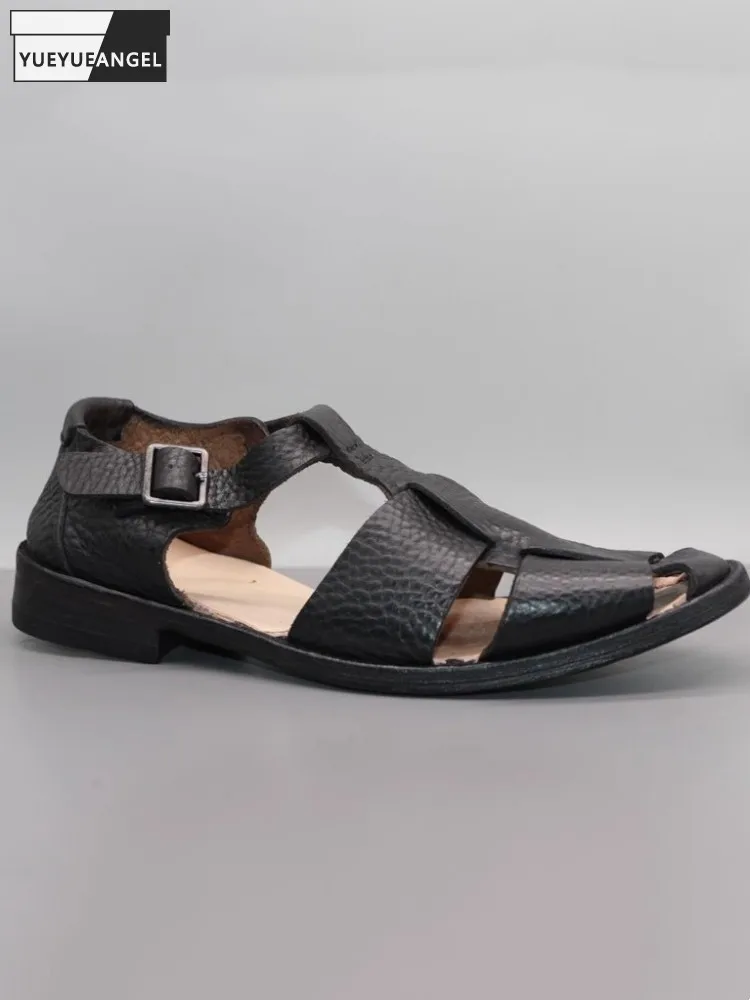 Genuine Leather Sandal Men Vintage Summer Hollow Out Breathable Cowskin Buckle Gladiator Shoes Casual Beach Flat Sandals Male
Genuine Leather Sandal Men Vintage Summer Hollow Out Breathable Cowskin Buckle Gladiator Shoes Casual Beach Flat Sandals Male