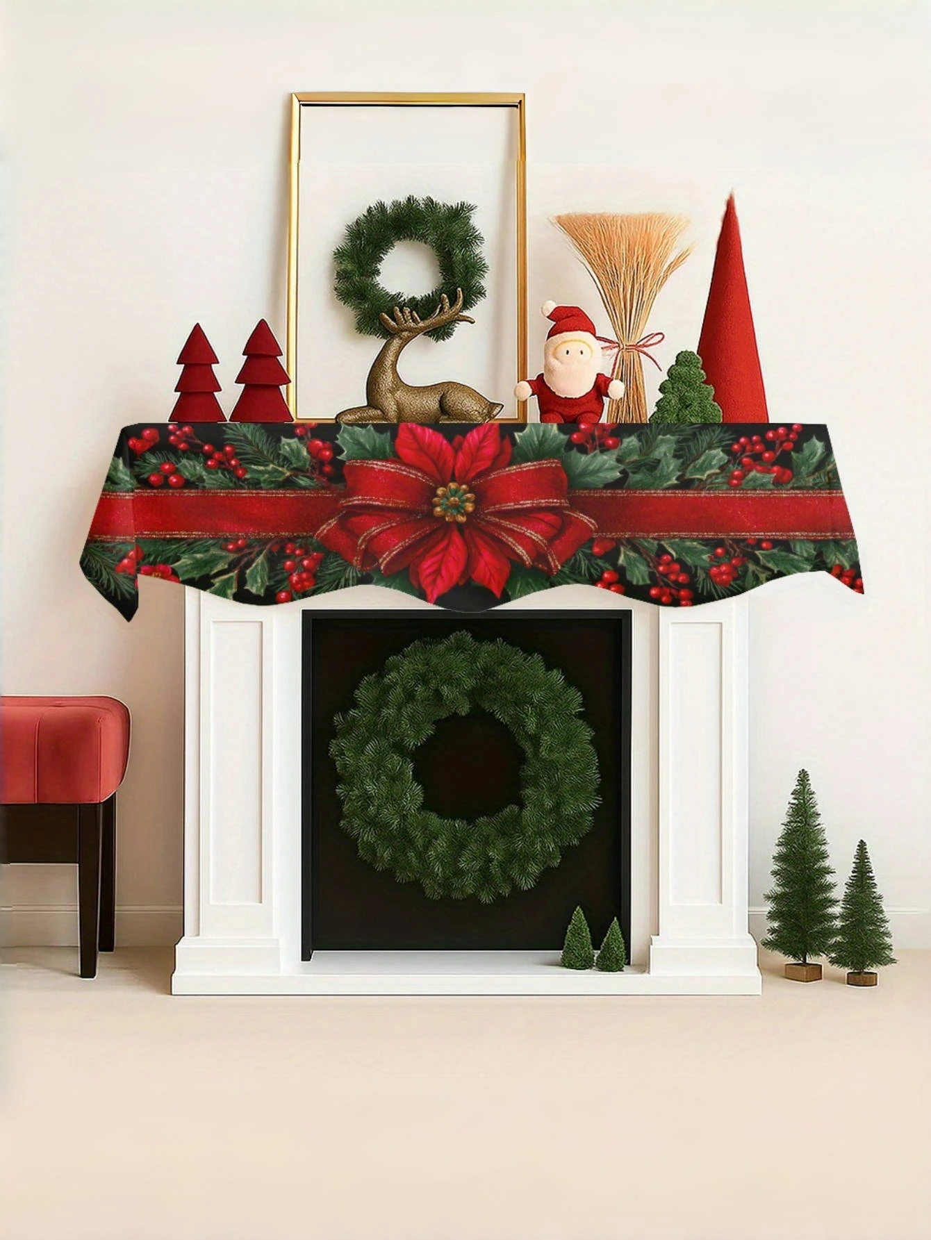 1pcs Christmas fireplace scarf - with red bow elements, it is your perfect holiday gift and suitable for home decoration
1pcs Christmas fireplace scarf - with red bow elements, it is your perfect holiday gift and suitable for home decoration