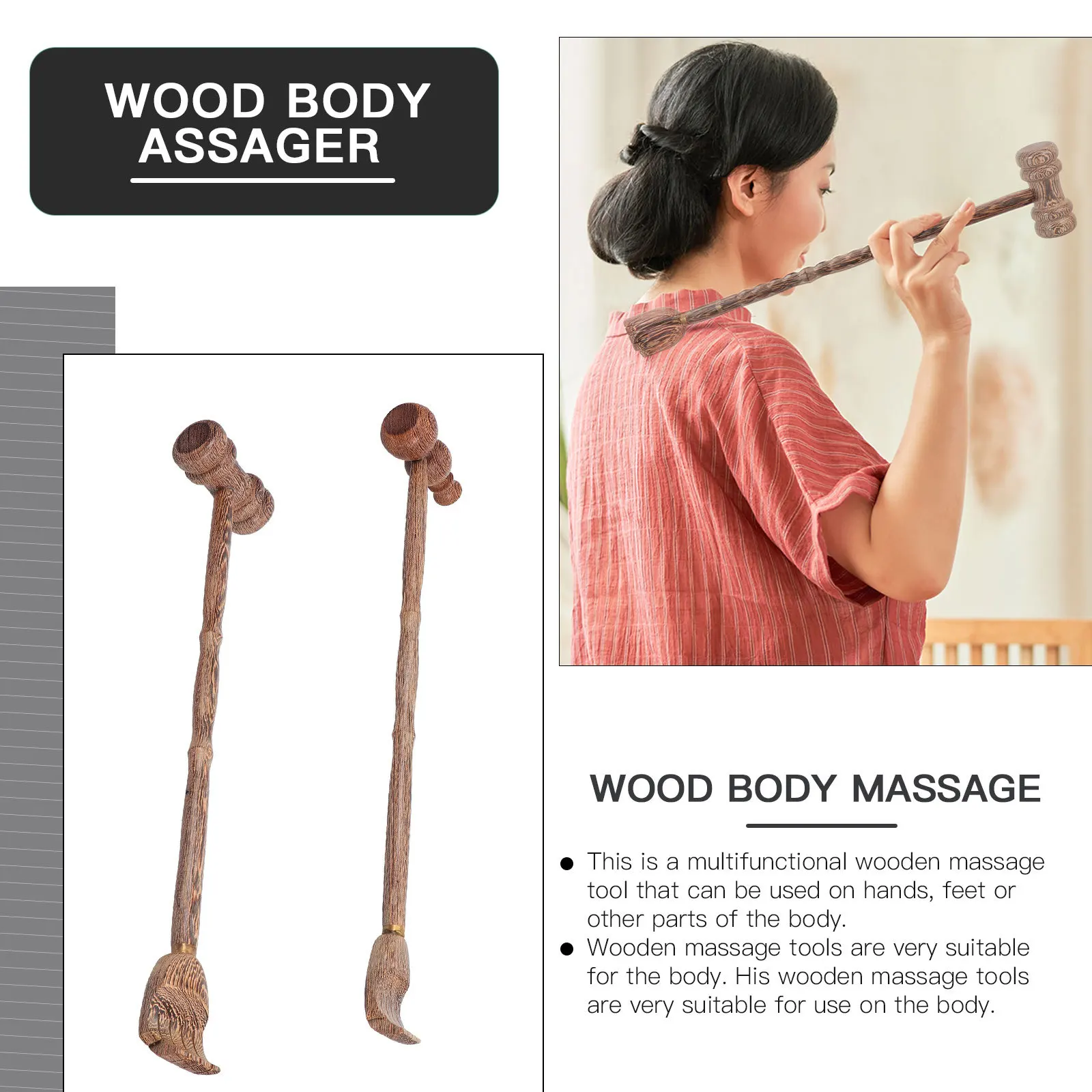 2 шт., массажный молоток с двойной головкой, деревянный массажер для тела, массажер для тела для расслабления мышц, инструмент для облегчения двойного назначения 
2 шт., массажный молоток с двойной головкой, деревянный массажер для тела, массажер для тела для расслабления мышц, инструмент для облегчения двойного назначения