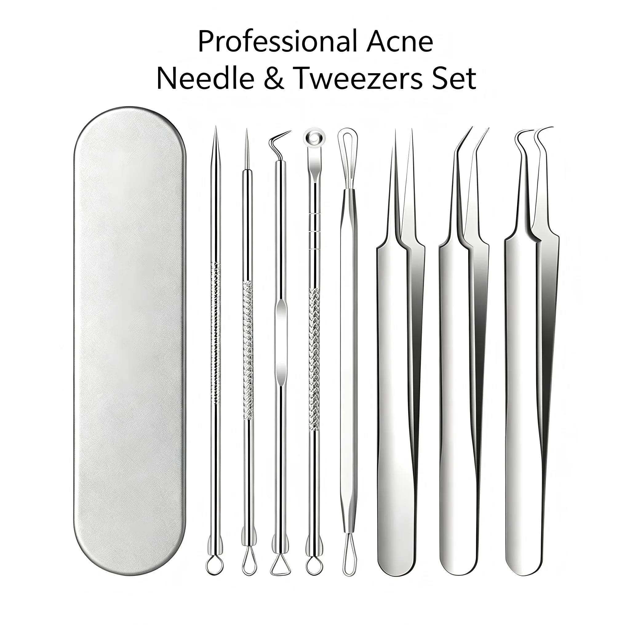 8Pcs Professional Acne Needle & Tweezers Set - Stainless Steel Blackhead Remover Comedone Extractor Tool Kit for Face Skin Care
8Pcs Professional Acne Needle & Tweezers Set - Stainless Steel Blackhead Remover Comedone Extractor Tool Kit for Face Skin Care