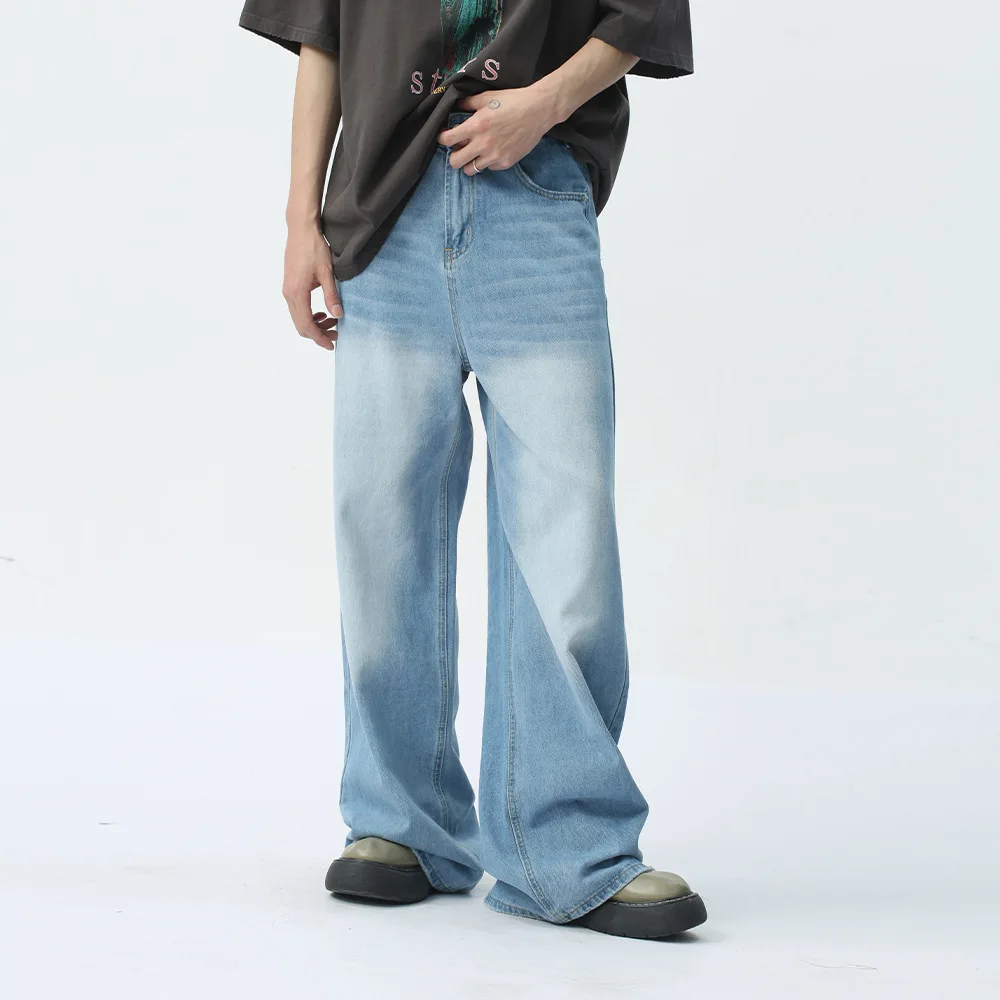 Full Length Denim Pants Men Wide Leg Jeans Mid Waist Loose Solid Zipper Fly Flat Spliced Washed 2025 Pockets High Street
Full Length Denim Pants Men Wide Leg Jeans Mid Waist Loose Solid Zipper Fly Flat Spliced Washed 2025 Pockets High Street