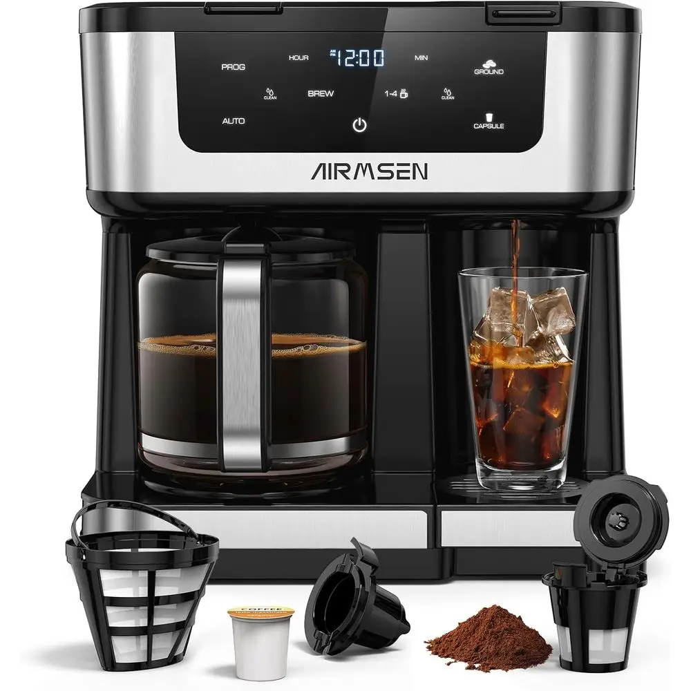 12-Cup Progmable Dual Coee Maker – Single Serve hine or K-Cup Pods & Ground, 1000W ast Brew, Delay Start, 2H Keep Warm, Touchsn,
12-Cup Progmable Dual Coee Maker – Single Serve hine or K-Cup Pods & Ground, 1000W ast Brew, Delay Start, 2H Keep Warm, Touchsn,
