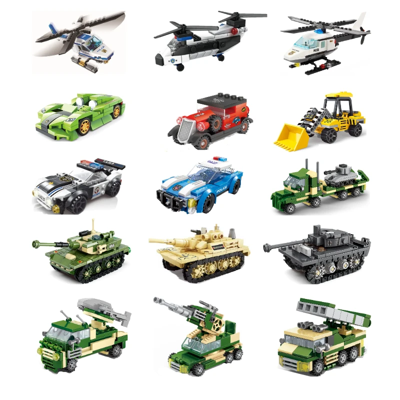 Children's DIY City Police Car Helicopter Military Scene Tank Fighter Anti-Aircraft Gun Carrier Vehicle Building Block Toy Set
Children's DIY City Police Car Helicopter Military Scene Tank Fighter Anti-Aircraft Gun Carrier Vehicle Building Block Toy Set