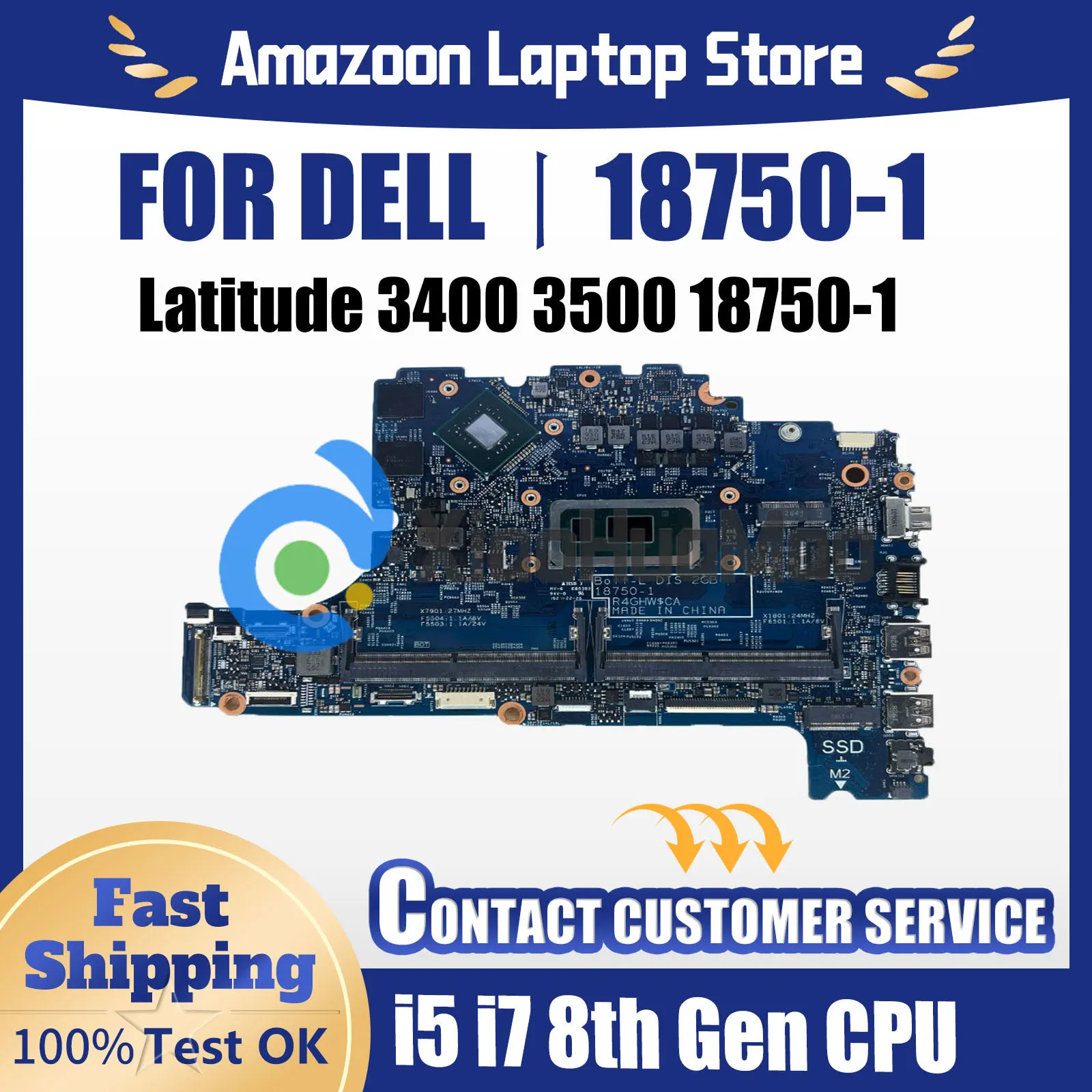 Материнская плата 18750-1 для ноутбука Dell Latitude 3400 3500 0KVN26 04MCDM, материнская плата со стандартным I7-8565U ЦП 940MX 2G
Материнская плата 18750-1 для ноутбука Dell Latitude 3400 3500 0KVN26 04MCDM, материнская плата со стандартным I7-8565U ЦП 940MX 2G