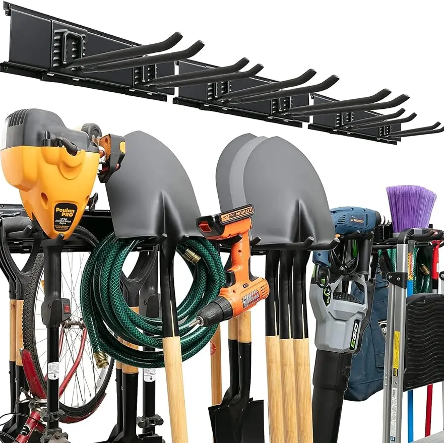 Garage Tool Organizer Wall Mount - Sturdy Storage Rack with Adjustable Hooks Stud Spacing Compliance - 300lbs Capacity
Garage Tool Organizer Wall Mount - Sturdy Storage Rack with Adjustable Hooks Stud Spacing Compliance - 300lbs Capacity