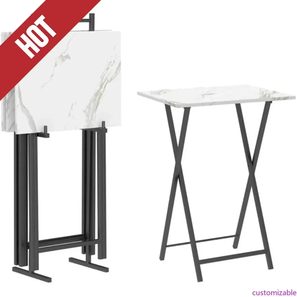 Customizable-Folding TV Tray Tables, Set Of 4 TV Trays With Storage Rack, Industrial Side Table For Eating At Couch, Foldable Sn
Customizable-Folding TV Tray Tables, Set Of 4 TV Trays With Storage Rack, Industrial Side Table For Eating At Couch, Foldable Sn