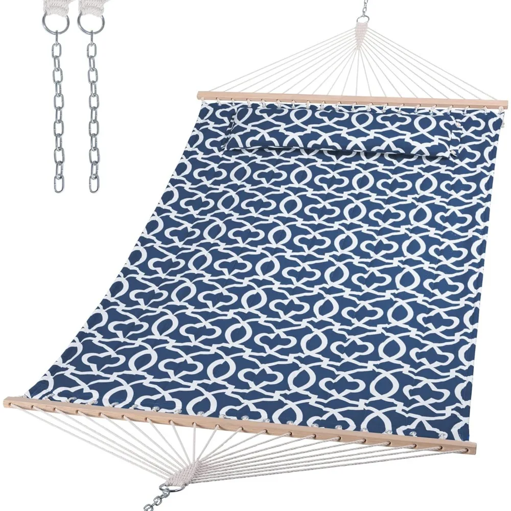 Double Tree Hammock with Hardwood Spreader Bar, Extra Large Soft Pillow, Heavy Duty Hanging Hammock for Indoor, Outdoor, Blue P
Double Tree Hammock with Hardwood Spreader Bar, Extra Large Soft Pillow, Heavy Duty Hanging Hammock for Indoor, Outdoor, Blue P