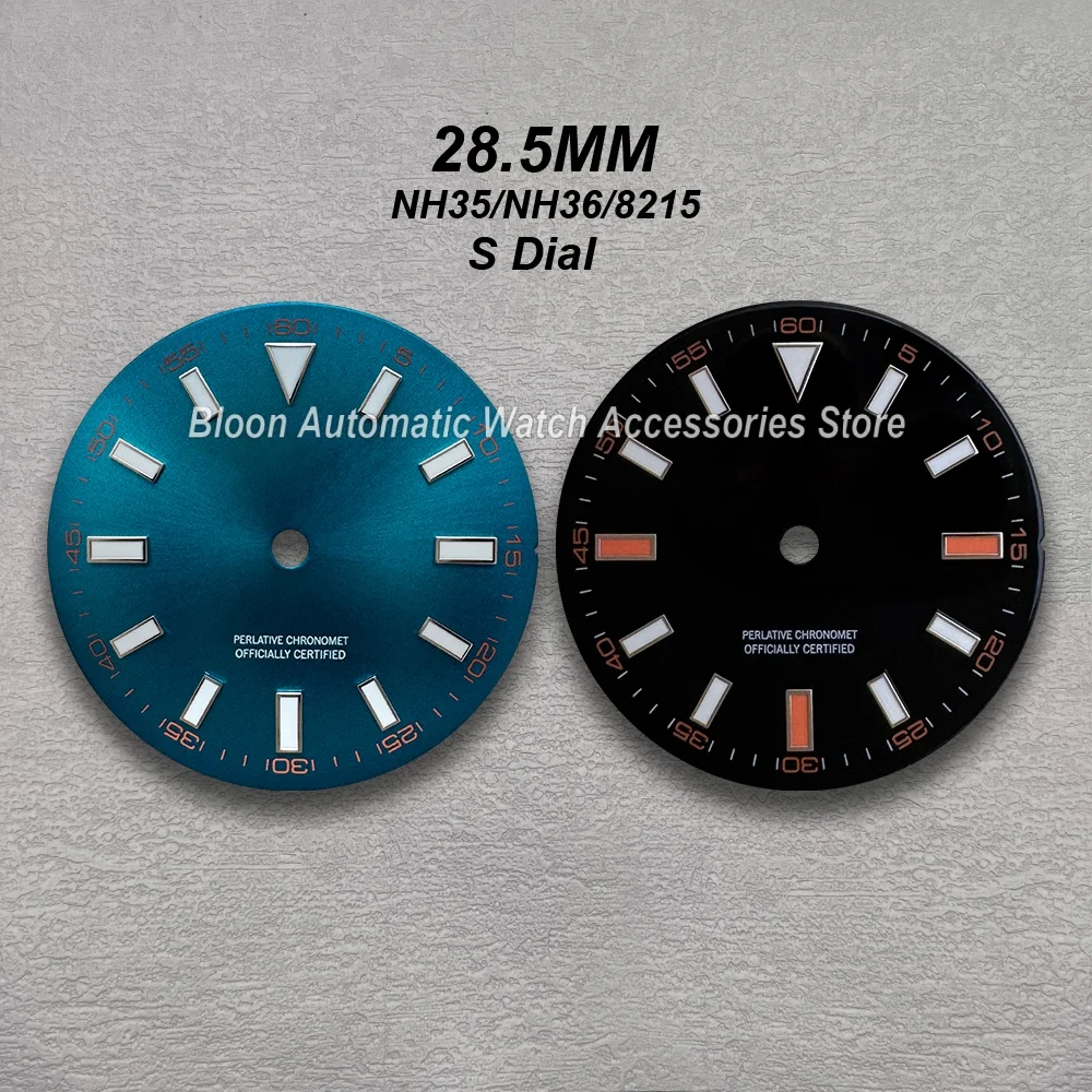 28.5mm S Logo Dial Suitable For NH35/36/8215 Movement Ice Blue Luminous Sunray /Matte Black/Blue Watch Modification Accessories
28.5mm S Logo Dial Suitable For NH35/36/8215 Movement Ice Blue Luminous Sunray /Matte Black/Blue Watch Modification Accessories