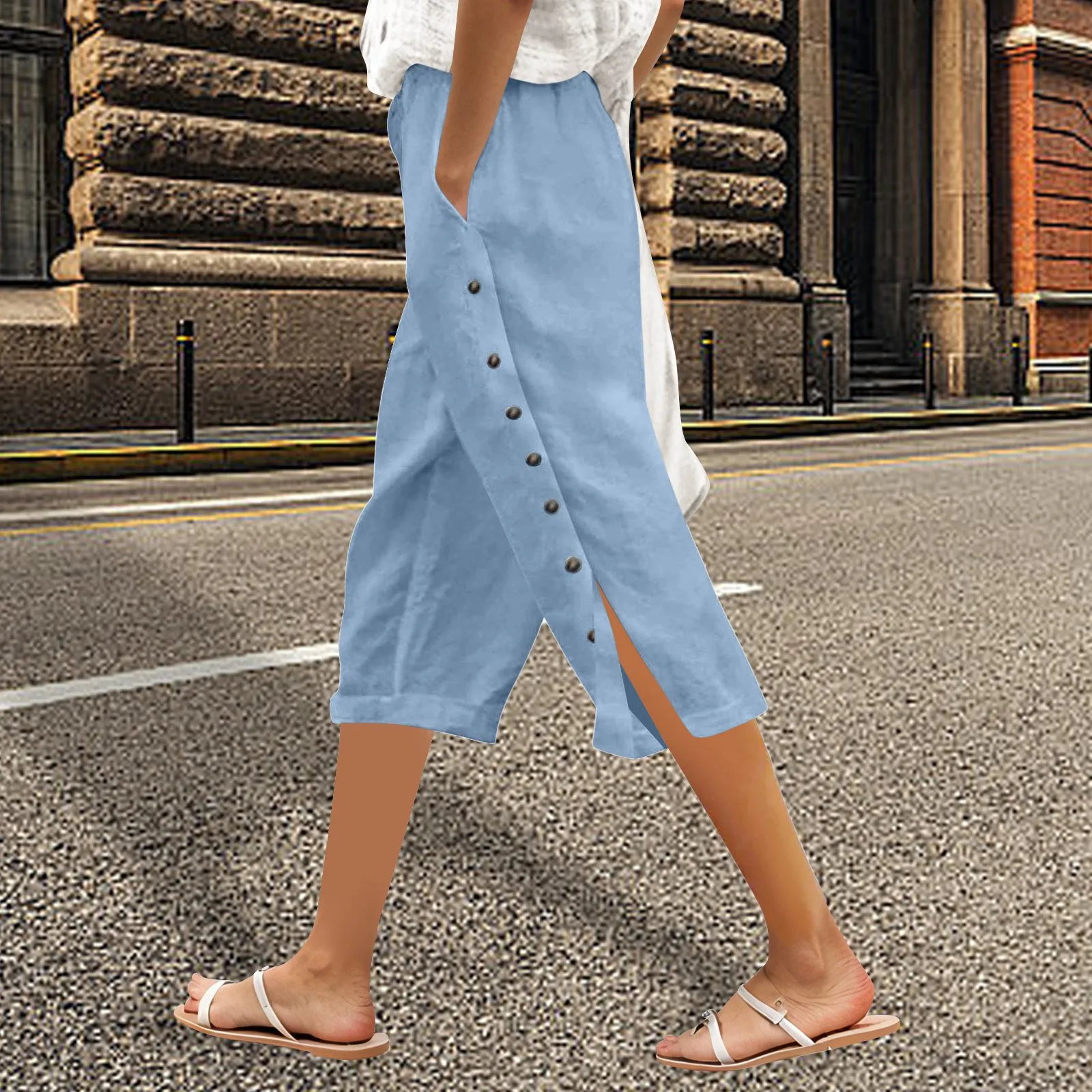 Womens Summer Capri Pants For Women Casual Pants Drawstring High Waist Baggy Trousers Side Button Capris Pants 2025
Womens Summer Capri Pants For Women Casual Pants Drawstring High Waist Baggy Trousers Side Button Capris Pants 2025
