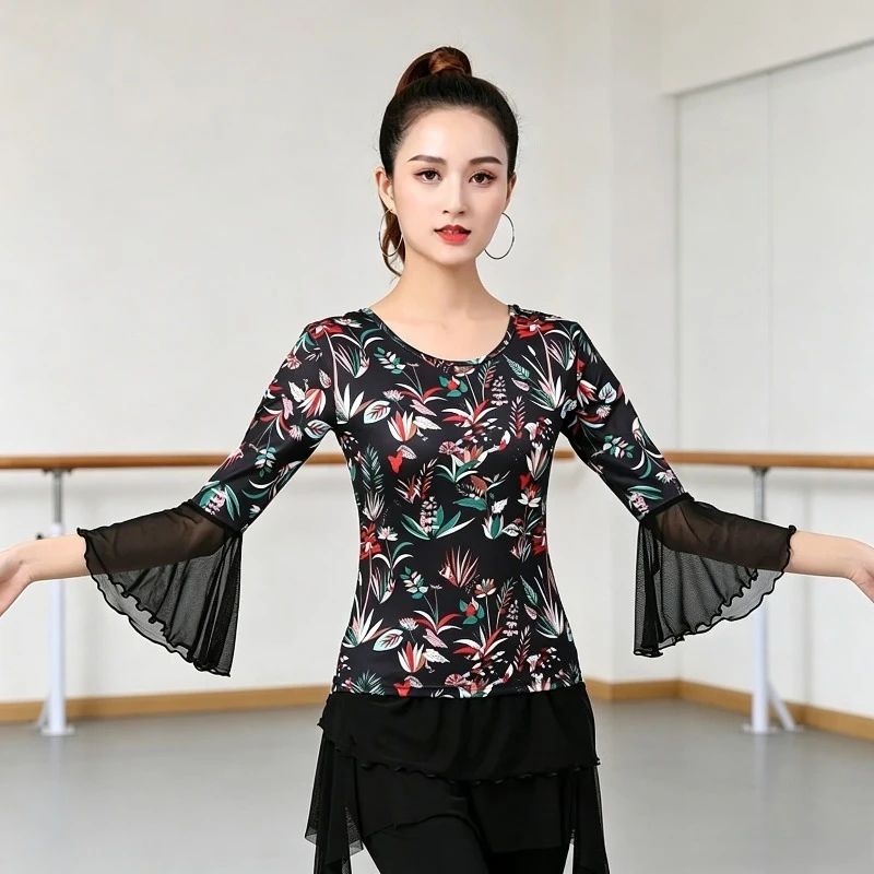 Latin Dance Tops Women New Printing Design Pagoda Sleeve Slim Fit Ballroom Waltz Modern Samba Practice Performance Dance Wear
Latin Dance Tops Women New Printing Design Pagoda Sleeve Slim Fit Ballroom Waltz Modern Samba Practice Performance Dance Wear