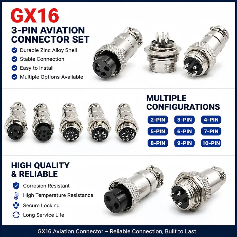 5Pcs GX16 Connector 2/3/4/5/6/7/8/9/10 Pin Male Female Panel Mount Aviation Plug Socket Metal Nut Type Wire Connector Adapter
5Pcs GX16 Connector 2/3/4/5/6/7/8/9/10 Pin Male Female Panel Mount Aviation Plug Socket Metal Nut Type Wire Connector Adapter