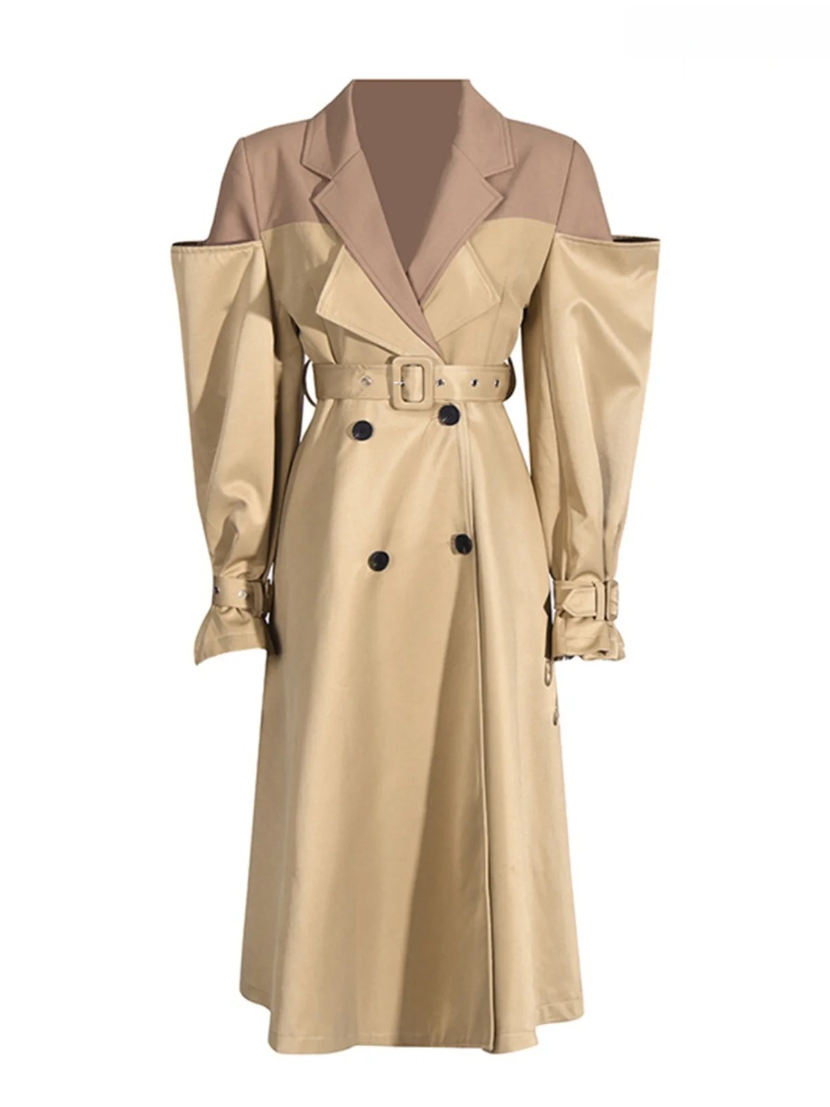 Elegant British Style Long Coat with Patchwork Sleeve And Waist Belt Women's Fashion Commute Polyester Blend Windbreaker
Elegant British Style Long Coat with Patchwork Sleeve And Waist Belt Women's Fashion Commute Polyester Blend Windbreaker