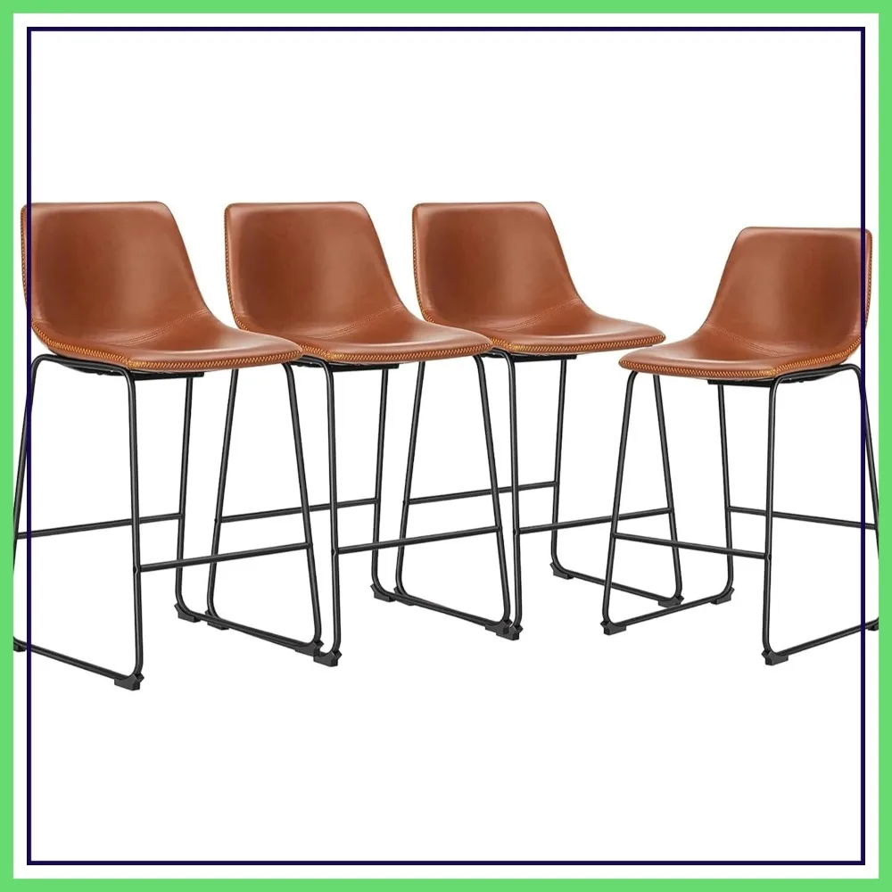 26 Inch Counter Height Bar Stools Set of 4, Modern Faux Leather High Barstools with Back and Metal Leg, Upholstered Bar Chairs for Kitchen Island
26 Inch Counter Height Bar Stools Set of 4, Modern Faux Leather High Barstools with Back and Metal Leg, Upholstered Bar Chairs for Kitchen Island