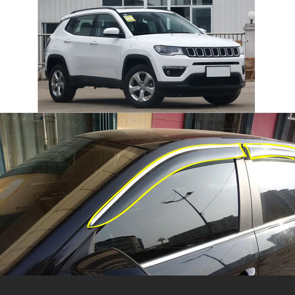 Car Body Styling Sticker Plastic Window Glass Wind Visor Rain/Sun Guard Vent Parts For Jeep Compass 2017 2018 2019 2020 2021
Car Body Styling Sticker Plastic Window Glass Wind Visor Rain/Sun Guard Vent Parts For Jeep Compass 2017 2018 2019 2020 2021