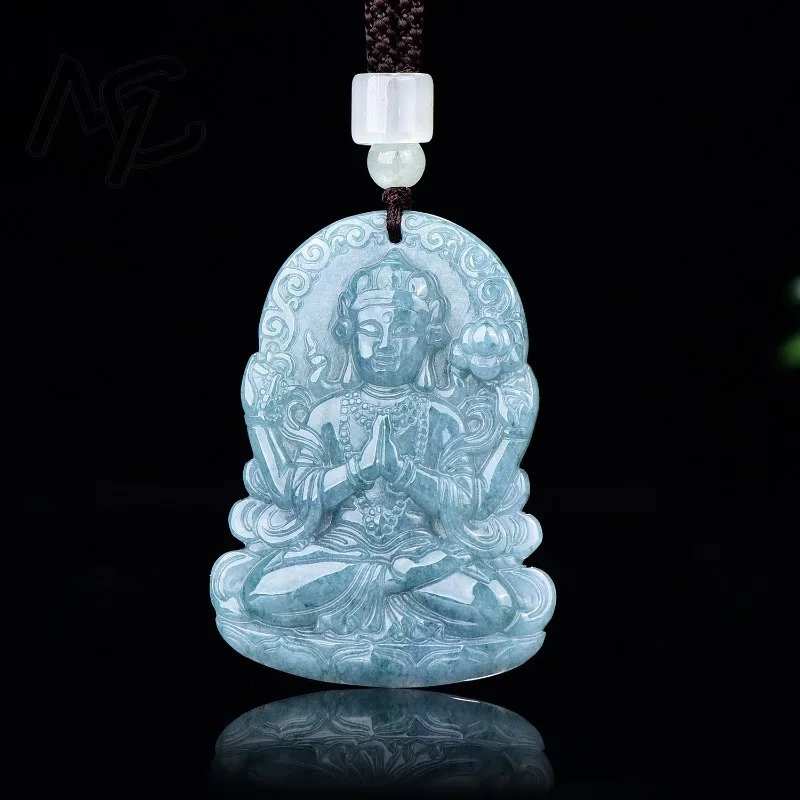 Natural Real Emerald Blue Water Four Armed Guanyin Pendant Myanmar Jadeite Necklace Jewelry Charm Designer Luxury Vintage Women
Natural Real Emerald Blue Water Four Armed Guanyin Pendant Myanmar Jadeite Necklace Jewelry Charm Designer Luxury Vintage Women