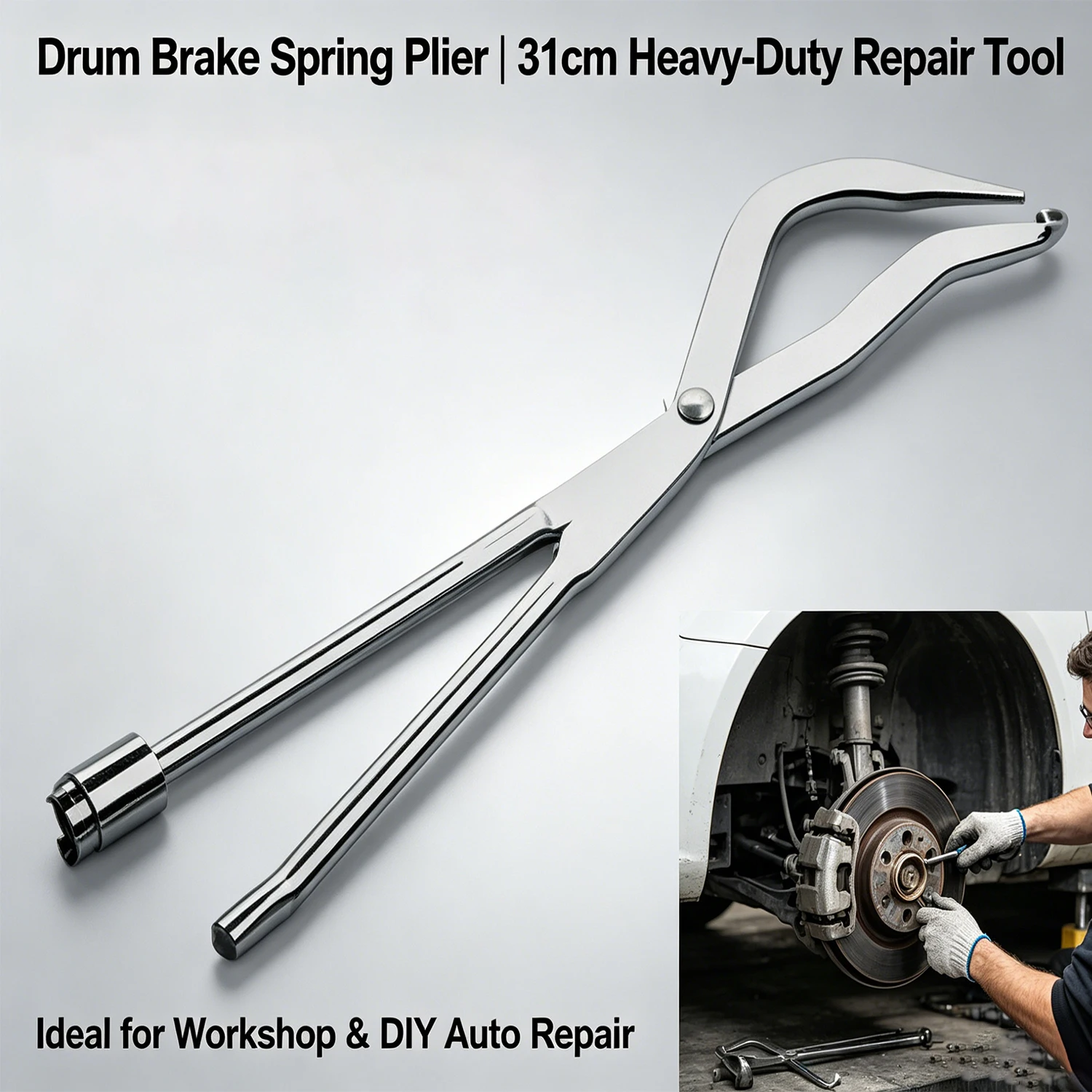 31cm Drum Brake Shoe Return Spring Pliers, Heavy Duty Brake Spring Remover & Installer Tool for Car Vehicle Workshop
31cm Drum Brake Shoe Return Spring Pliers, Heavy Duty Brake Spring Remover & Installer Tool for Car Vehicle Workshop