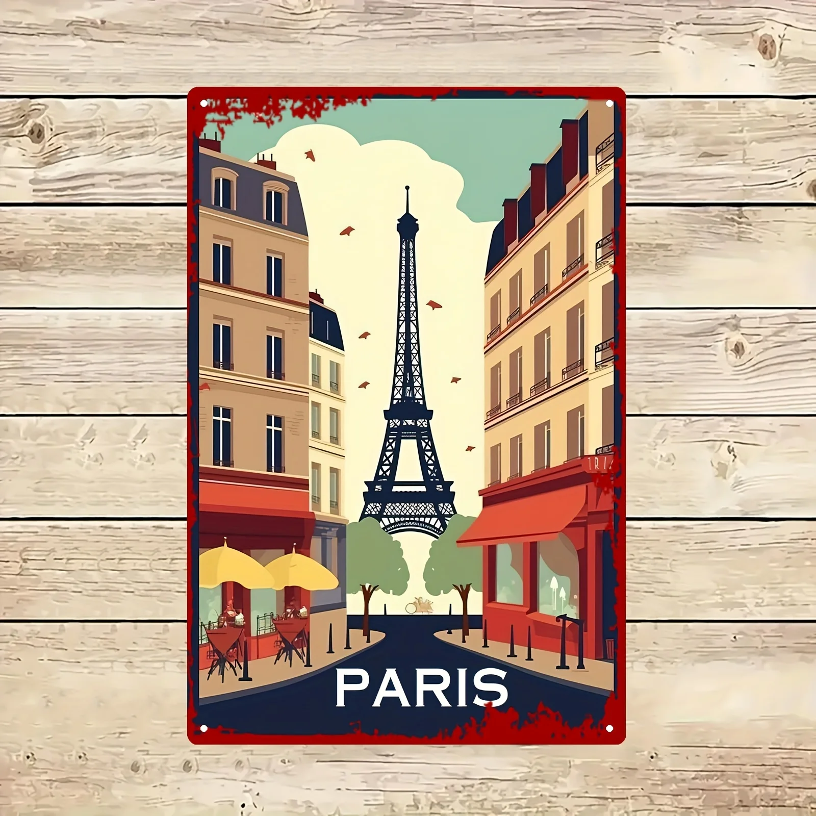 1Pc Vintage Paris Street Scene Metal Wall Art - Eiffel Tower, Cafe With Yellow Umbrella, Red Frame Ideal For Home Decor
1Pc Vintage Paris Street Scene Metal Wall Art - Eiffel Tower, Cafe With Yellow Umbrella, Red Frame Ideal For Home Decor
