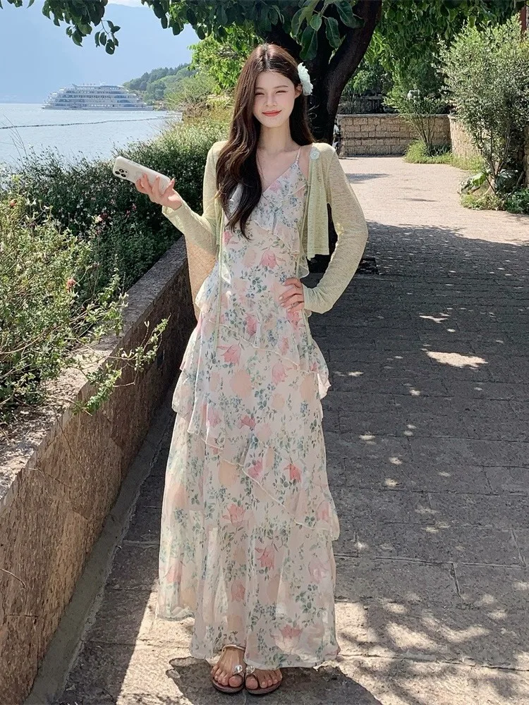 plus Size Floral Print Halter Dress Women's Summer New Style Waist Cinched Vacation Lazy Style A-Line Skirt Korean Style
plus Size Floral Print Halter Dress Women's Summer New Style Waist Cinched Vacation Lazy Style A-Line Skirt Korean Style