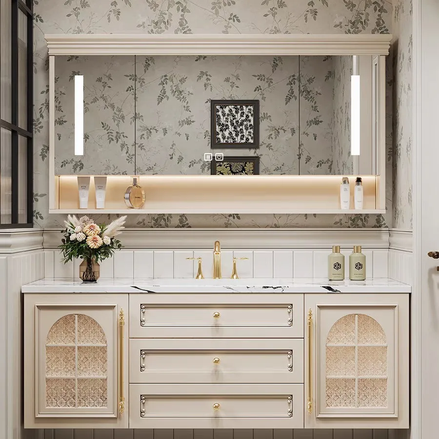 French Retro Bathroom Cabinet Rock Slab Seamless Integrated Basin Combination Bathroom Storage Washbasin Furniture Mueble Sets
French Retro Bathroom Cabinet Rock Slab Seamless Integrated Basin Combination Bathroom Storage Washbasin Furniture Mueble Sets
