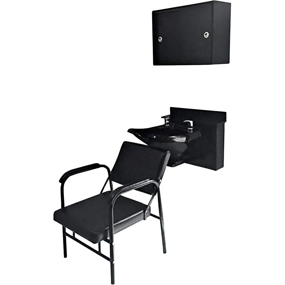 Adjustable Reclining Salon Chair with Shampoo Bowl, Sink, and Towel Storage Cabinet
Adjustable Reclining Salon Chair with Shampoo Bowl, Sink, and Towel Storage Cabinet