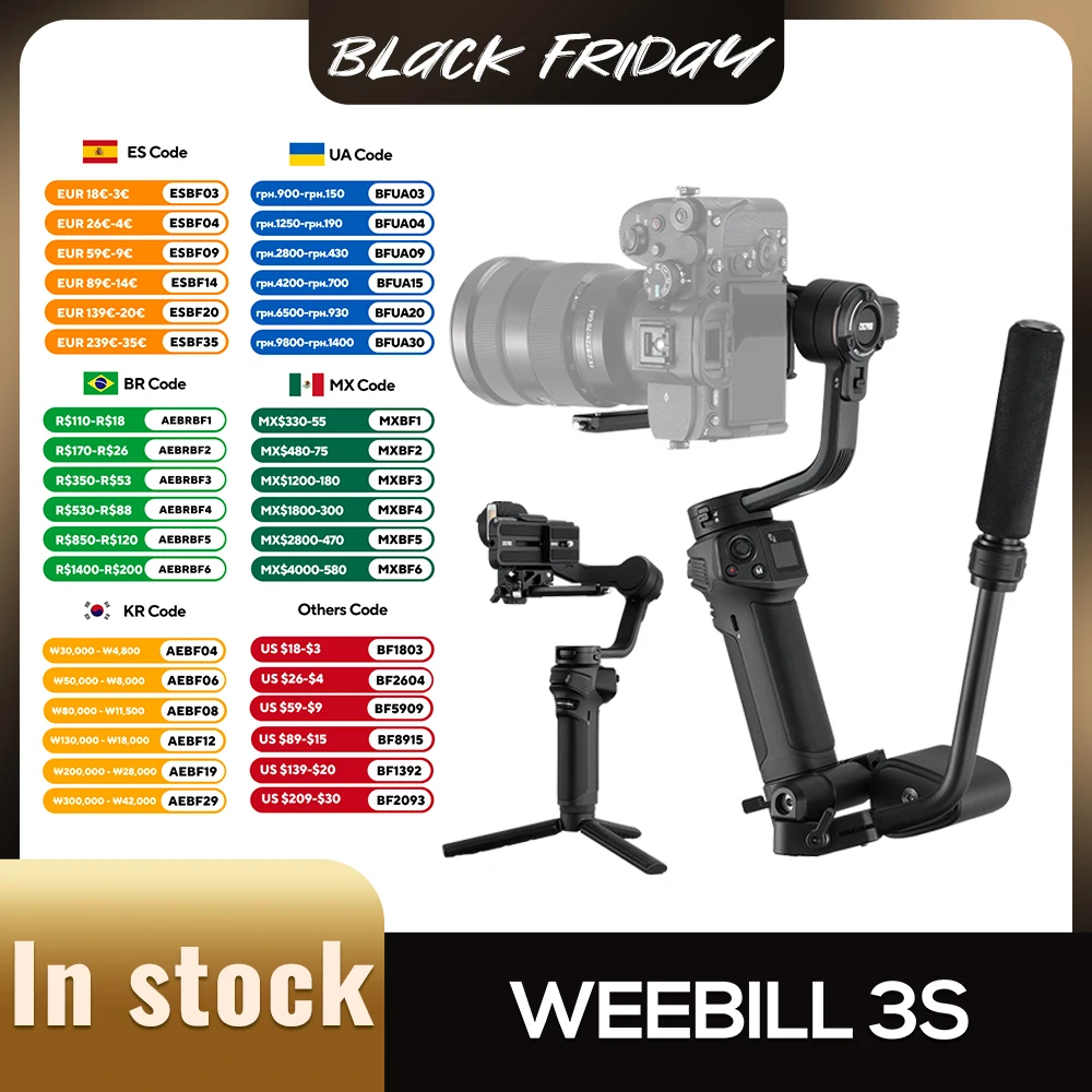 Официальный 3-осевой стабилизатор камеры Weebill 3S от ZHIYUN, ручной подвес с Bluetooth-управлением, заполняющий свет для беззеркальных камер DSLR
Официальный 3-осевой стабилизатор камеры Weebill 3S от ZHIYUN, ручной подвес с Bluetooth-управлением, заполняющий свет для беззеркальных камер DSLR