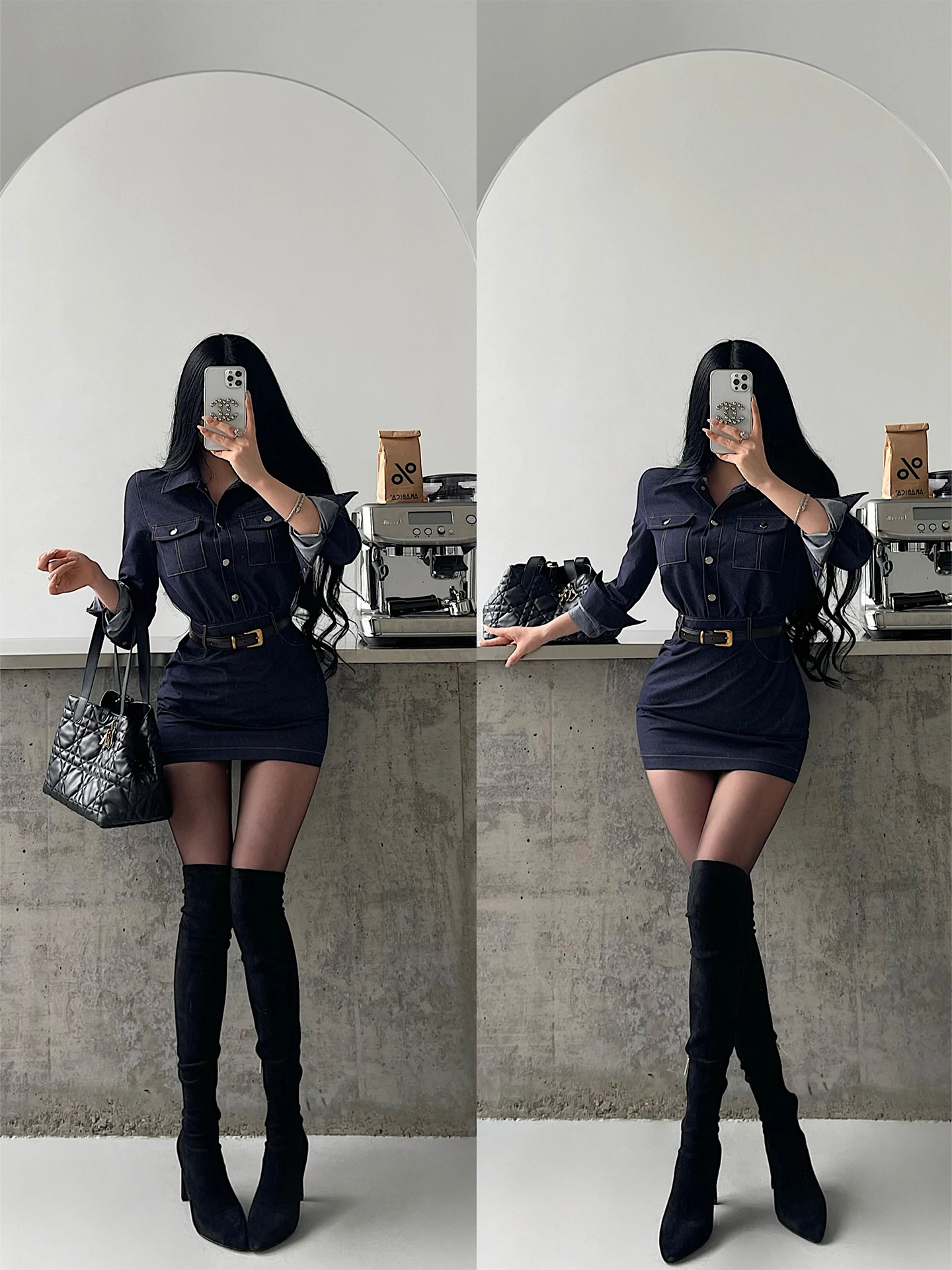 Sexy Spicy Girl Short Dress with Belt Waist Cinching Long Sleeve Denim Wrap Bodycon Skirt for Ladies Casual Wear Slim Fit
Sexy Spicy Girl Short Dress with Belt Waist Cinching Long Sleeve Denim Wrap Bodycon Skirt for Ladies Casual Wear Slim Fit