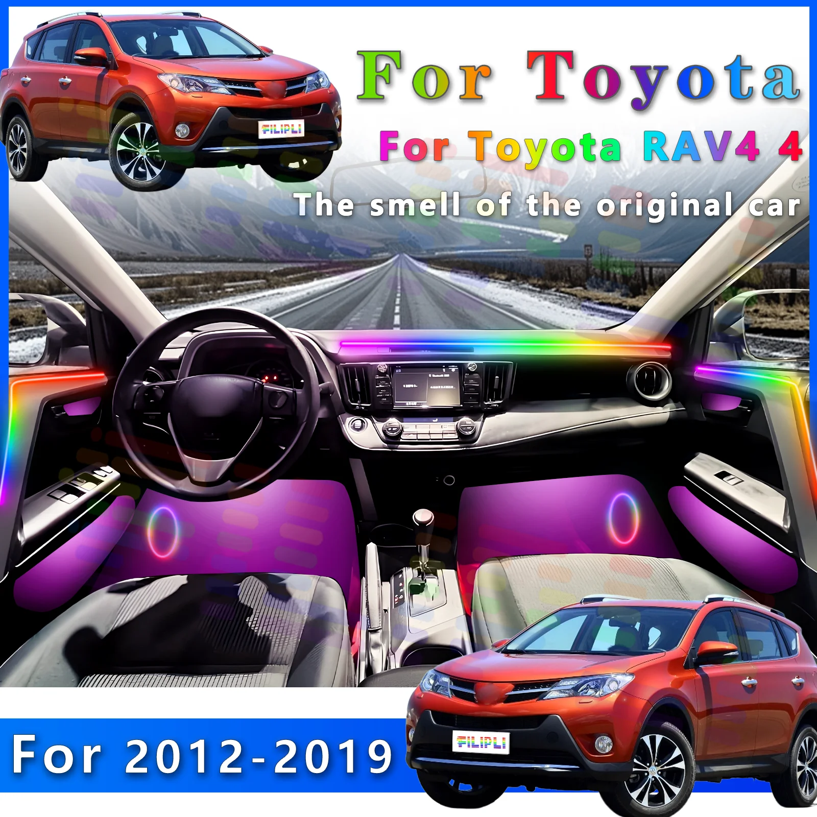 FILIPLI для Toyota RAV4 4 2012-2019, внутренняя светодиодная лента с универсальными режимами освещения и полным 64-цветным потоком
FILIPLI для Toyota RAV4 4 2012-2019, внутренняя светодиодная лента с универсальными режимами освещения и полным 64-цветным потоком