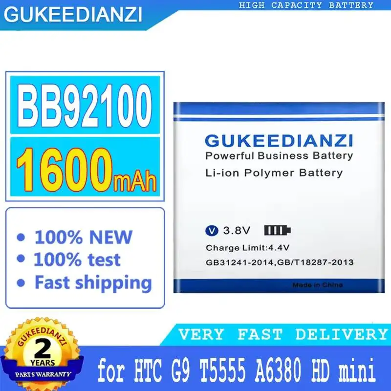 For Htc G9 T5555 A6380 HD Mini BB92100 High Capacity Environmentally Friendly 1600mAh Mobile Phone Battery
For Htc G9 T5555 A6380 HD Mini BB92100 High Capacity Environmentally Friendly 1600mAh Mobile Phone Battery