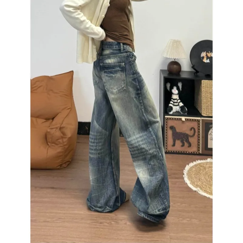Women's American High Street Baggy Jeans 2026 Spring New Dark Wash Wide Leg Streetwear Floor-Length Casual Denim Pants
Women's American High Street Baggy Jeans 2026 Spring New Dark Wash Wide Leg Streetwear Floor-Length Casual Denim Pants