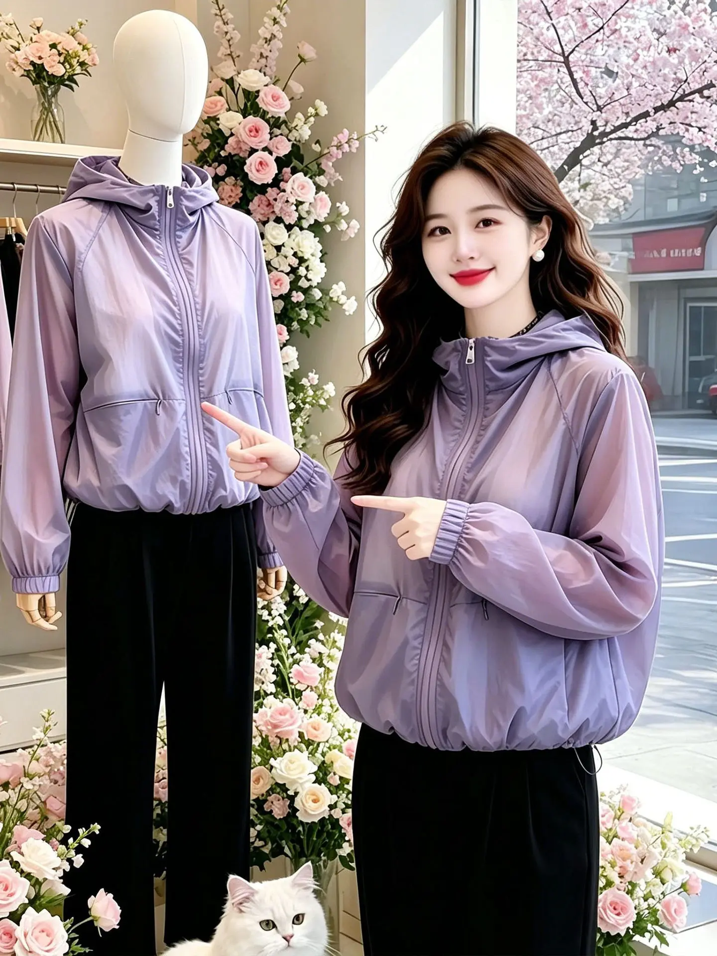 Women's Summer Casual Style Loose Fit Short Coat Sunscreen Lightweight Breathable Zipper Closure Hooded Color Jacket
Women's Summer Casual Style Loose Fit Short Coat Sunscreen Lightweight Breathable Zipper Closure Hooded Color Jacket