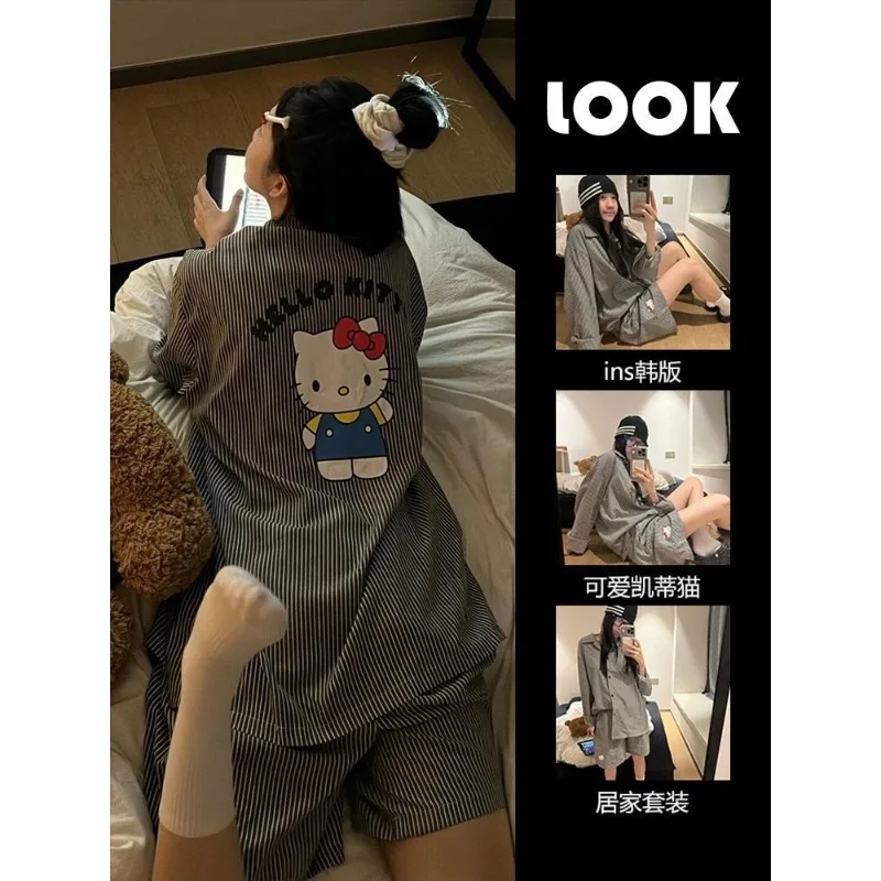 Sanrio Hello Kittys New Summer Pajamas Cute Cartoon Printed Striped Loose Retro Casual Home Shorts Beach Kawaii Y2k Holiday Gift 
Sanrio Hello Kittys New Summer Pajamas Cute Cartoon Printed Striped Loose Retro Casual Home Shorts Beach Kawaii Y2k Holiday Gift