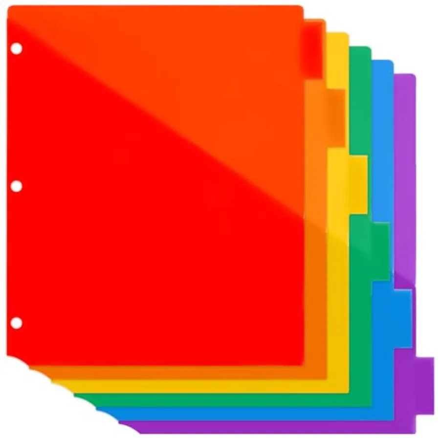 Binder Dividers with Tabs and Pockets - 6 Pack Plastic Pocket Dividers for 3 Ring Binder Assorted Colors Waterproof Tear-Resist
Binder Dividers with Tabs and Pockets - 6 Pack Plastic Pocket Dividers for 3 Ring Binder Assorted Colors Waterproof Tear-Resist