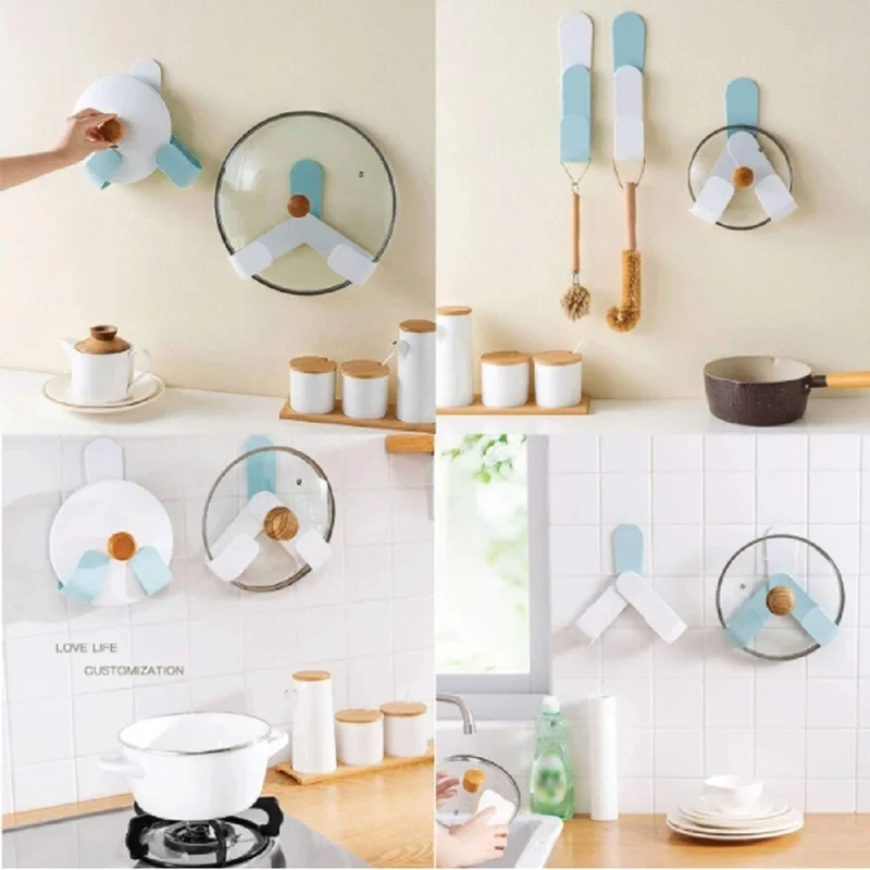Adjustable Pot Lid Rack Wall Mounted Rotatable Kitchen Storage Shelf Non-perforated Adhesive Cookware Cutting Board Holder
Adjustable Pot Lid Rack Wall Mounted Rotatable Kitchen Storage Shelf Non-perforated Adhesive Cookware Cutting Board Holder