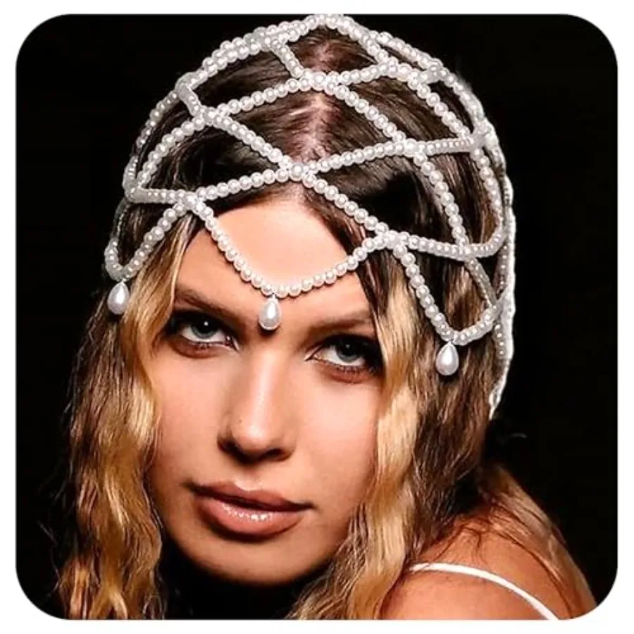 1920s Mesh Pearls Head Chain Vintage White Tassel Pearl Headpieces Cap Wedding Brides Headband Halloween Prom Costume Hair Acce
1920s Mesh Pearls Head Chain Vintage White Tassel Pearl Headpieces Cap Wedding Brides Headband Halloween Prom Costume Hair Acce