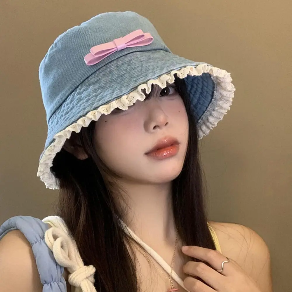 Retro Big Brimmed Denim Bucket Hat Y2K Bow Tie Lace Fisherman Hat UV Protection Korean Style Bow Sunscreen Hat Travel
Retro Big Brimmed Denim Bucket Hat Y2K Bow Tie Lace Fisherman Hat UV Protection Korean Style Bow Sunscreen Hat Travel