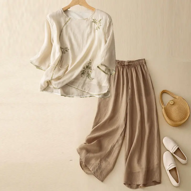 Khaki Linen Solid Casual Lace Up Elastic High Waist Loose Wide Leg Women's Pants Ankle-Length Pants for Women Clothing 2025 XK1
Khaki Linen Solid Casual Lace Up Elastic High Waist Loose Wide Leg Women's Pants Ankle-Length Pants for Women Clothing 2025 XK1